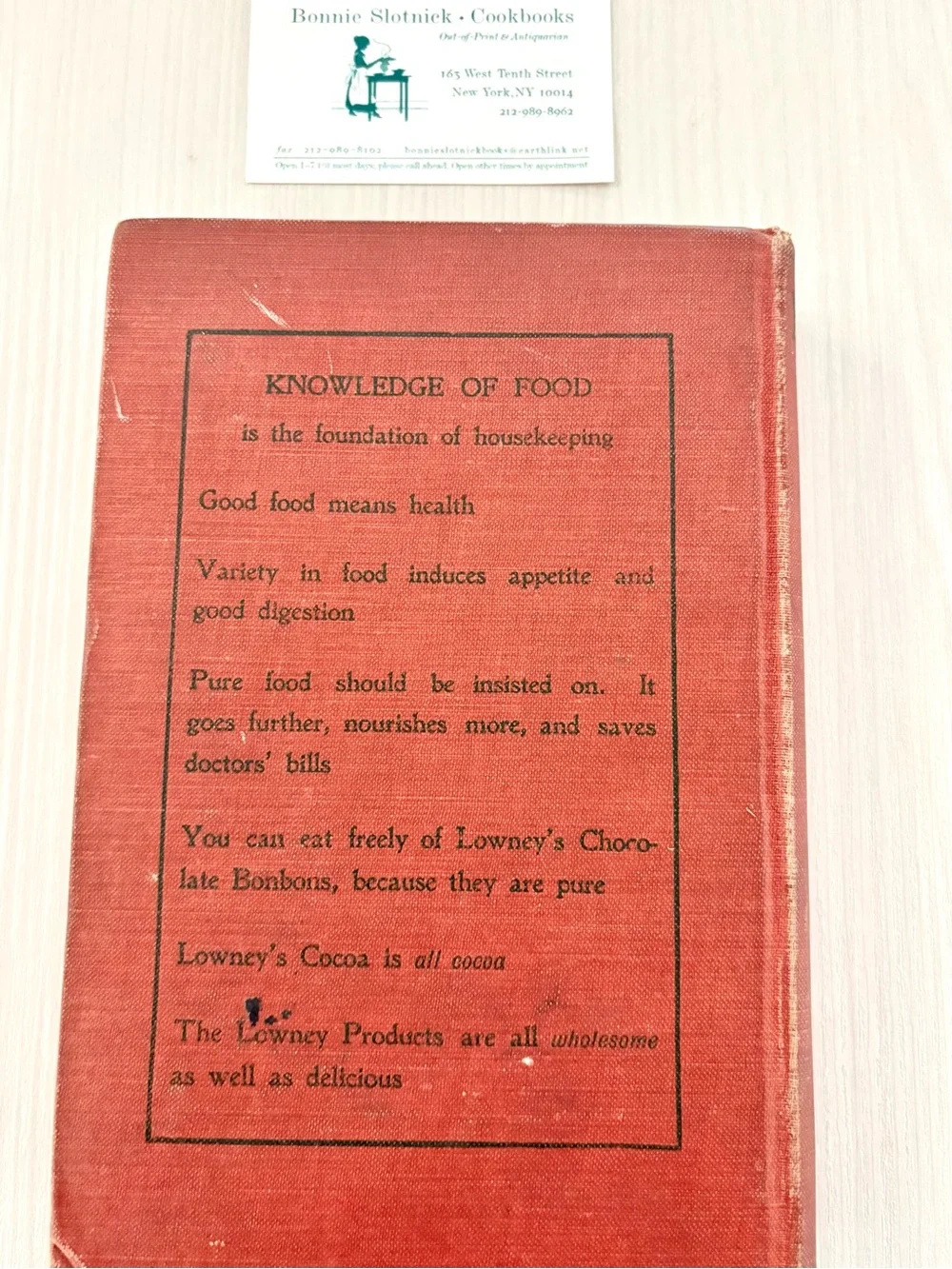Vintage Lowneys Cook Book Hardcover circa 1912 in wonderful condition!